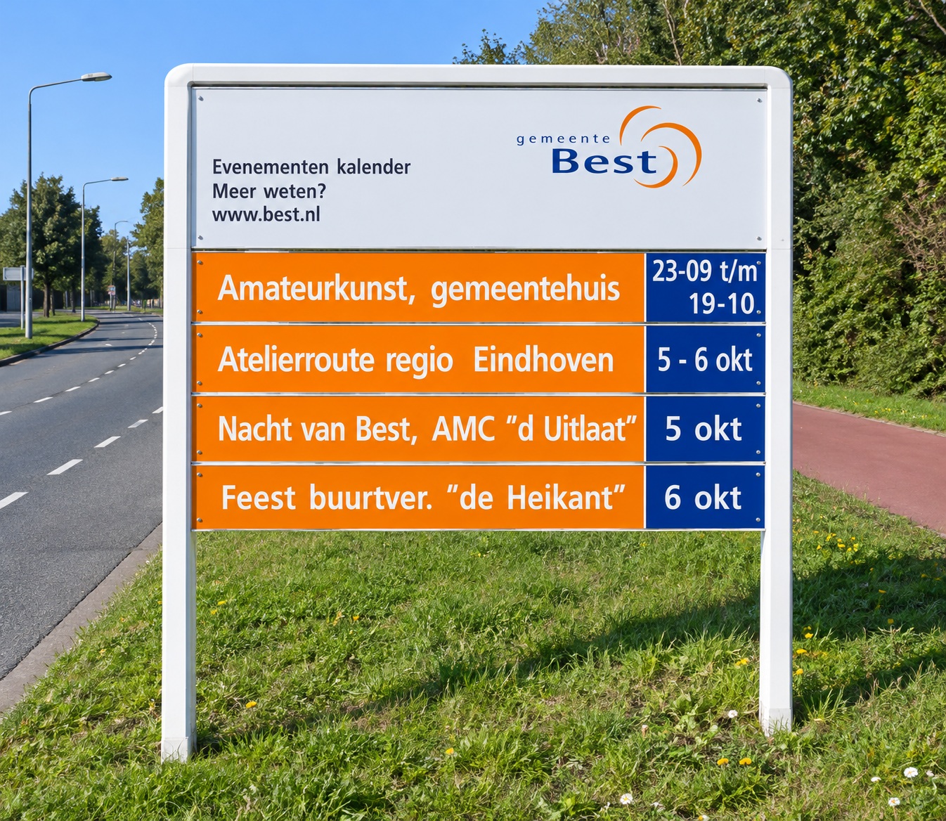 Evenementenbord met meerdere panelen
